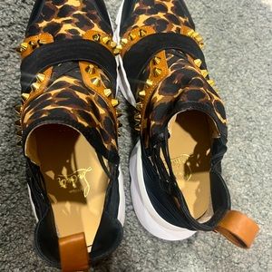 Louboutin cheetah print tennis shoes